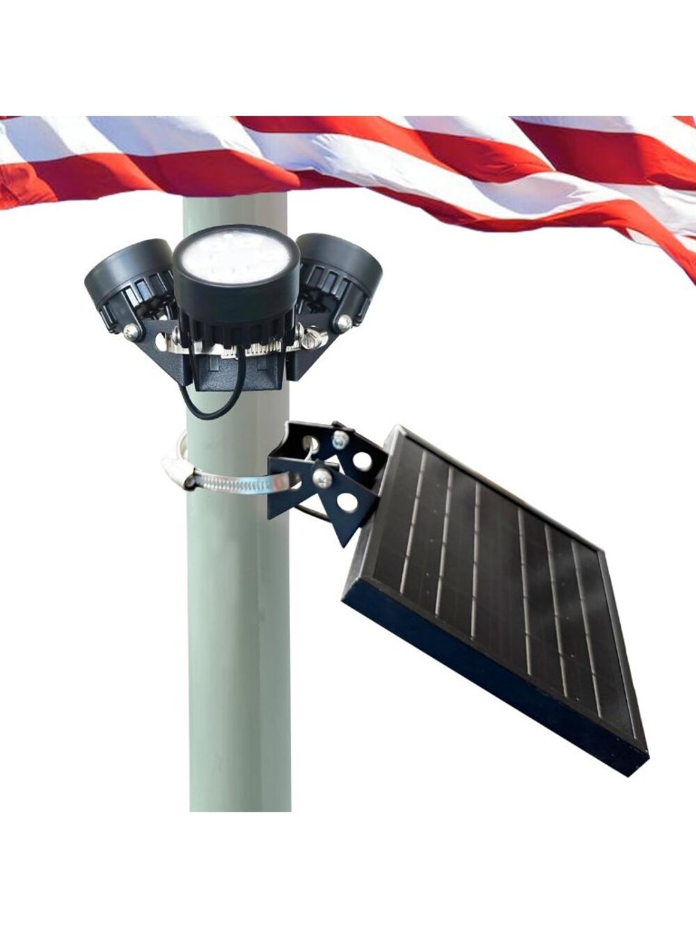 Solar Flag Pole Light - Solar Powered, Waterproof, Dusk to Dawn, 5200mAh, Cool